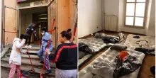 Dopo l’occupazione, l’autorecupero, scope e stracci in via Don Minzoni: ma un’informativa è già in Procura