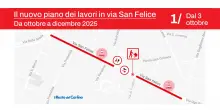 Come cambiano i cantieri in via San Felice a Bologna: il calendario dei lavori in 3 fasi