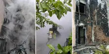 Incendio in una palazzina, a fuoco il cappotto esterno: famiglie evacuate