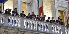 Maceratese festeggia la promozione in serie D con un corteo di tifosi