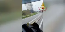 Il casello di Brescia in fiamme, l’intervento dei vigili del fuoco