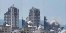 L’esercito israeliano abbatte la torre di Al-Ghafri, a Gaza City