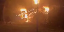 Detriti di drone Shahed russo infiammano un edificio residenziale di Kiev