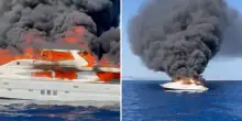 Incendio a bordo di uno yacht, fiamme divorano imbarcazione. Video spaventoso